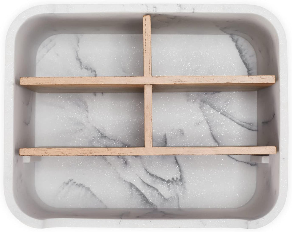 Desk Organizer, Marble Remote Holder for Table, Modern Office Controller Pen Phone Holder Organizer, Stylish Caddy and Storage Accessories for Bedside Nightstand Desktop Coffee Table
