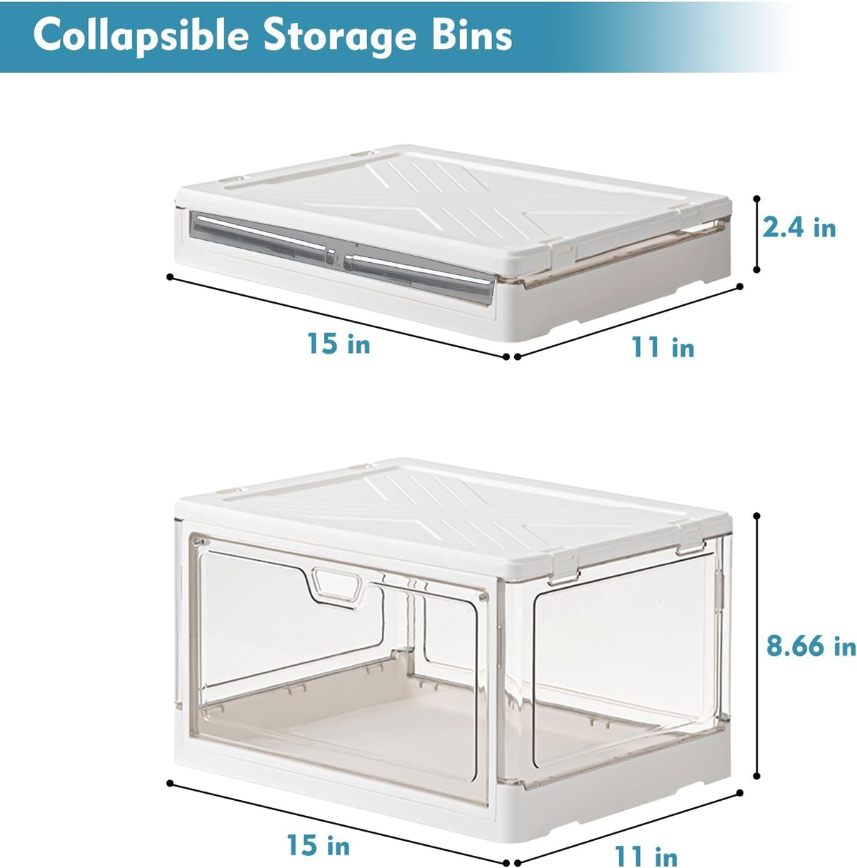 Clear Storage Bin with Lid 3 Pack 【Stackable & Sturdy】 Plastic Multifunctional Folding Storage Bins for Bedroom, Living Room, Study,Room, 23 QT Folding Box with Magnetic Door
