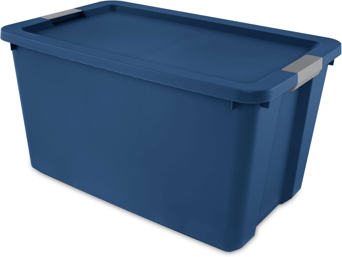 (2 Pcs) 34 Gallon Large Storage Bins with Latch Lids,Not Clear Heavy-Duty Large Totes, For Home and Garage Organization,Blue