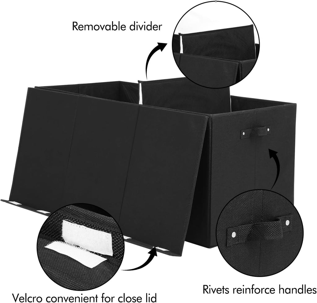 Extra Large Toy Box 167L, Sturdy Toy Storage Chest Organizer Bin Baskets with 2 Removable Divider for Boys, Girls, Kids, Nursery, Bedroom, Playroom, 35.5"x17" x17" (Linen Black)