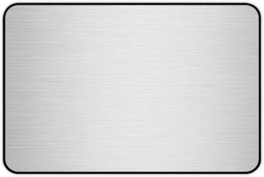 Brushed Metal Texture Desk Mat - Extended Mouse Pad & Desk Pad, Neoprene Surface, Non-Slip Rubber Base, Stitched Edges, Desk Protector for Keyboard & Mouse (Silver, 12x18)
