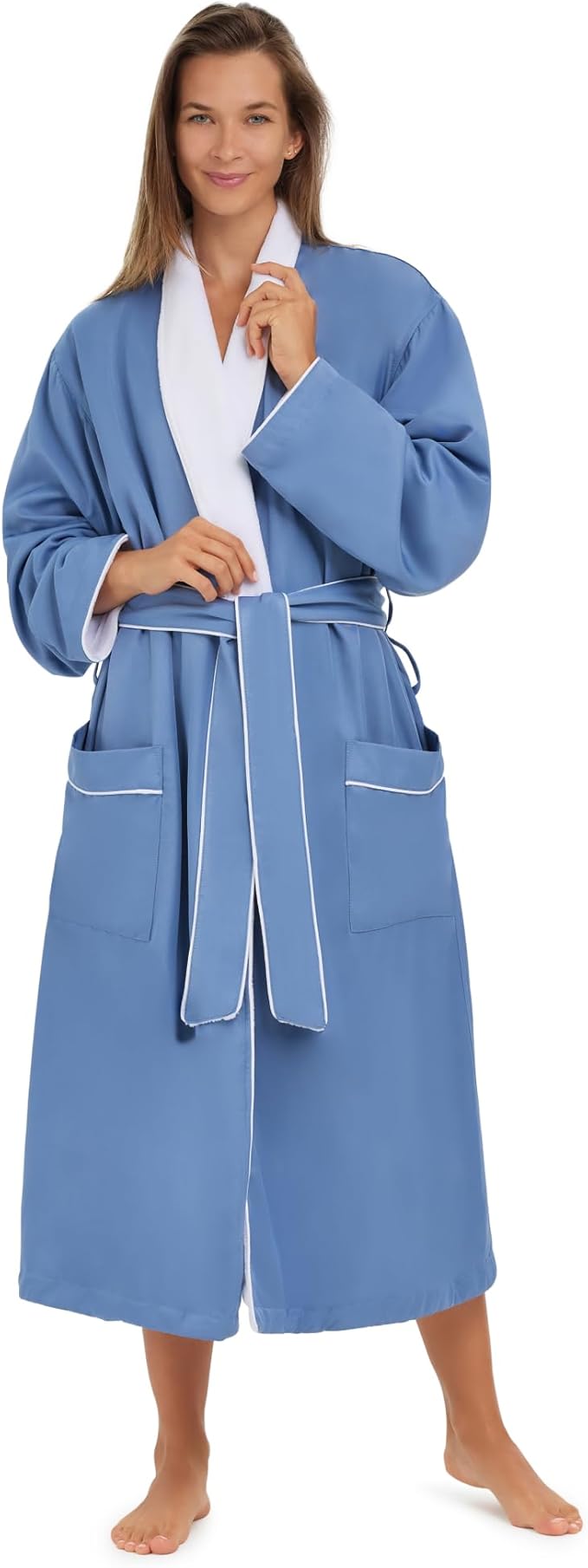 MONARCH Unisex Plush Lined Microfiber Bath Robe - Soft Shell with Polyester Lining, Resort-Grade Hotel & Spa Robe with Pocket