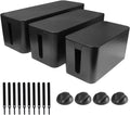 DUNCHATY 3 Pack Cable Organizer Box with Large, Medium, Small Cord Hider Box Safe ABS Material for Cover and Hide TV Wires, Computer, Router, USB Hub and Under Desk Power Strip&Cords