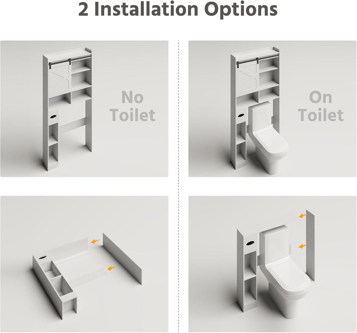 LAUSAINT HOME Over The Toilet Storage Cabinet, Bathroom Storage Cabinet Over Toilet with Anti-Tip Device, Space-Saving Toilet Shelf, for Laundry, Room, Bathroom