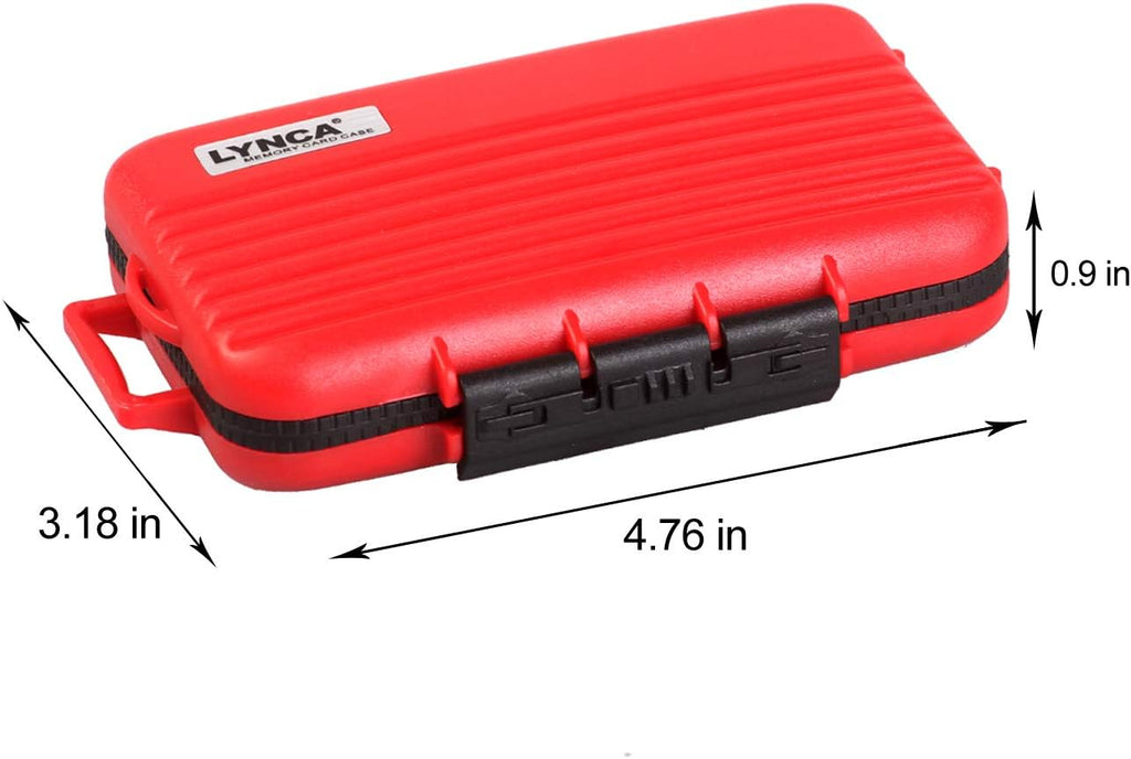 LYNCA 24 Slots Camera Memory Card Case Holder Water-Resistant Anti-Shock SD Card Case Holder Wallet for 8 SD Cards 4 CF Cards 12 Micro SD/TF Cards Storage Box, Compact Memory Cards Wallet (Red)