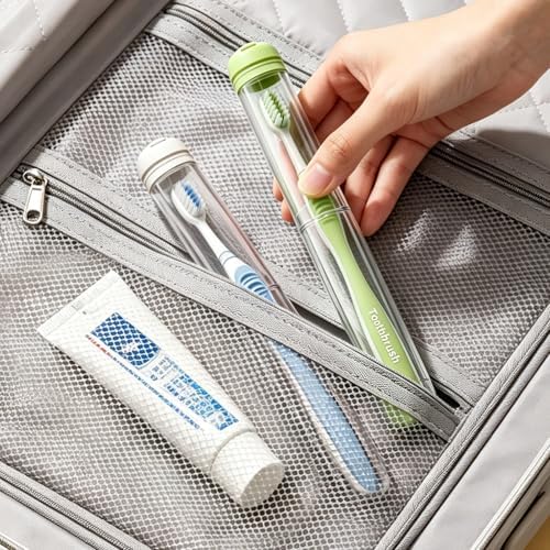 MOPMS Travel Toothbrush Holder Case 2PK, Leak-Proof Toothbrush Covers Caps