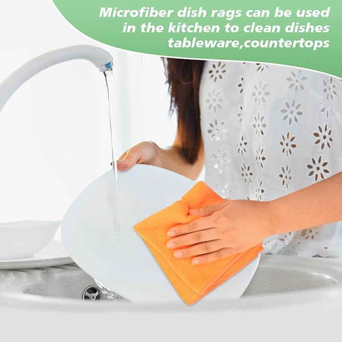SINLAND Microfiber Dish Cloth for Washing Dishes Rags Best Kitchen Washcloth Cleaning Cloths 5 Color Assorted 12Inchx12Inch 10 Pack