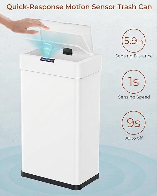 TLSUNNY 13.2 Gallon Motion Sensor Trash Can, Touchless Automatic Garbage Can