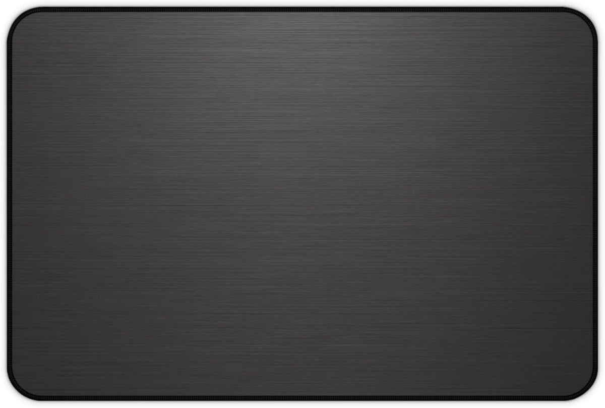 Brushed Metal Texture Desk Mat - Extended Mouse Pad & Desk Pad, Neoprene Surface, Non-Slip Rubber Base, Stitched Edges, Desk Protector for Keyboard & Mouse (Black, 12x18)