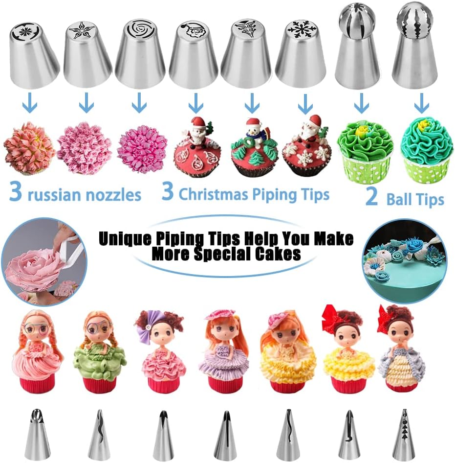 Cake Decorating Kit,635 Pcs Decorating Supplies With 3 Springform Pan Sets Icing Nozzles Rotating Turntable Cake Topper Piping Bags Carrier Holder,Cake Baking Set Tools