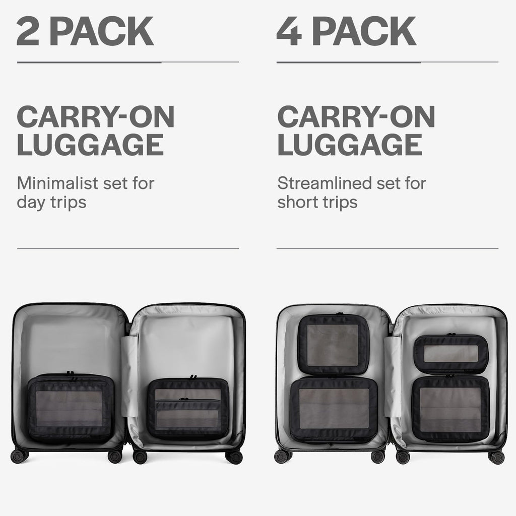 Aerotrunk Compression Packing Cubes for Travel - Luggage Organizer Bags - Double Zipper Packing Cubes for Suitcases (2-Pack, Black)