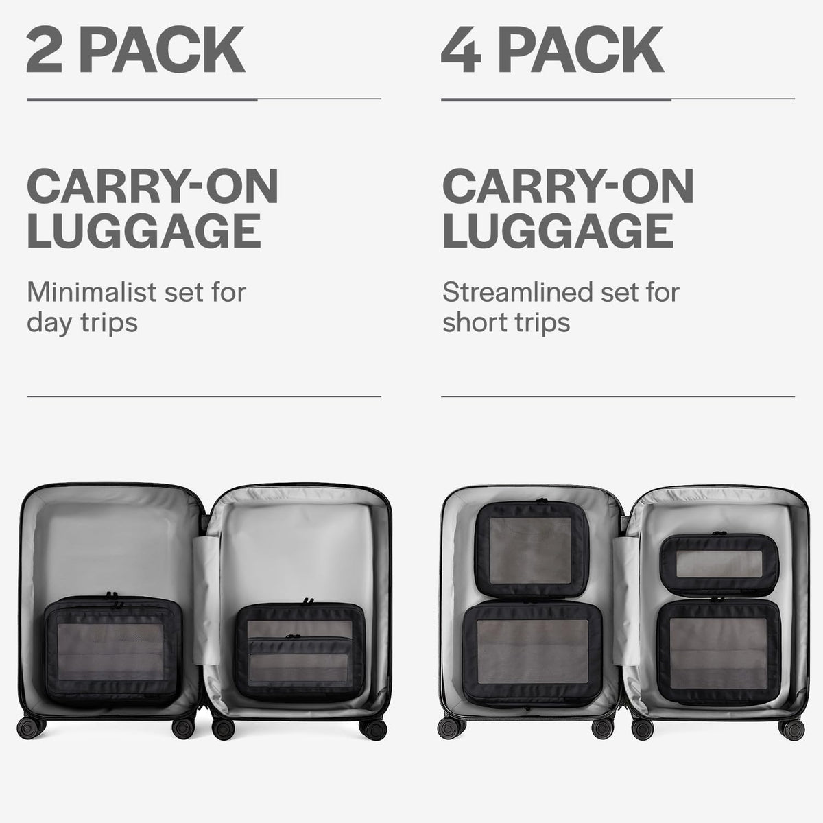 Aerotrunk Compression Packing Cubes for Travel - Luggage Organizer Bags - Double Zipper Packing Cubes for Suitcases (2-Pack, Black)