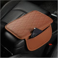 HZEL Car Center Console Cover, Scratch & Wear Resistant Soft Leather Vehicle Armrest Seat Box Cushion Pad with 2 Storage Bag, Waterproof Automotive Interior Protector, Universal Fit (Yellow)
