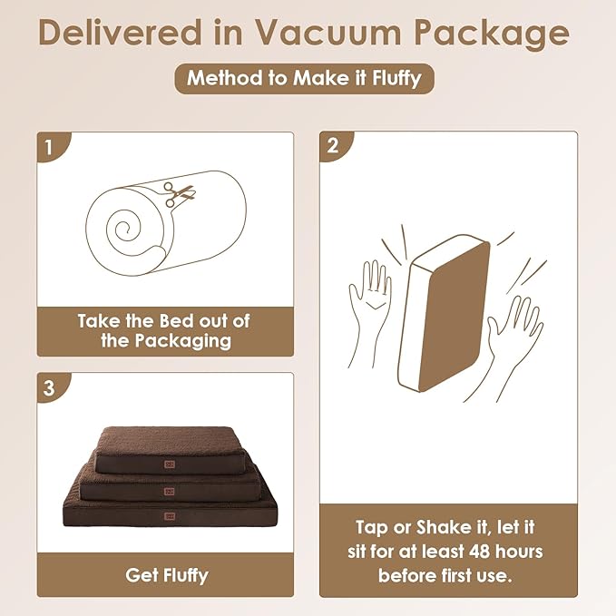 EHEYCIGA Orthopedic Medium Dog Beds for Small Dogs with Removable Washable Cover for Crate, Brown, 30x20
