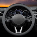 Carodi Leather car Steering Wheel Cover, Ultra-Thin, Comfortable, Non-Slip, Breathable, Universal 15 inches (Black)