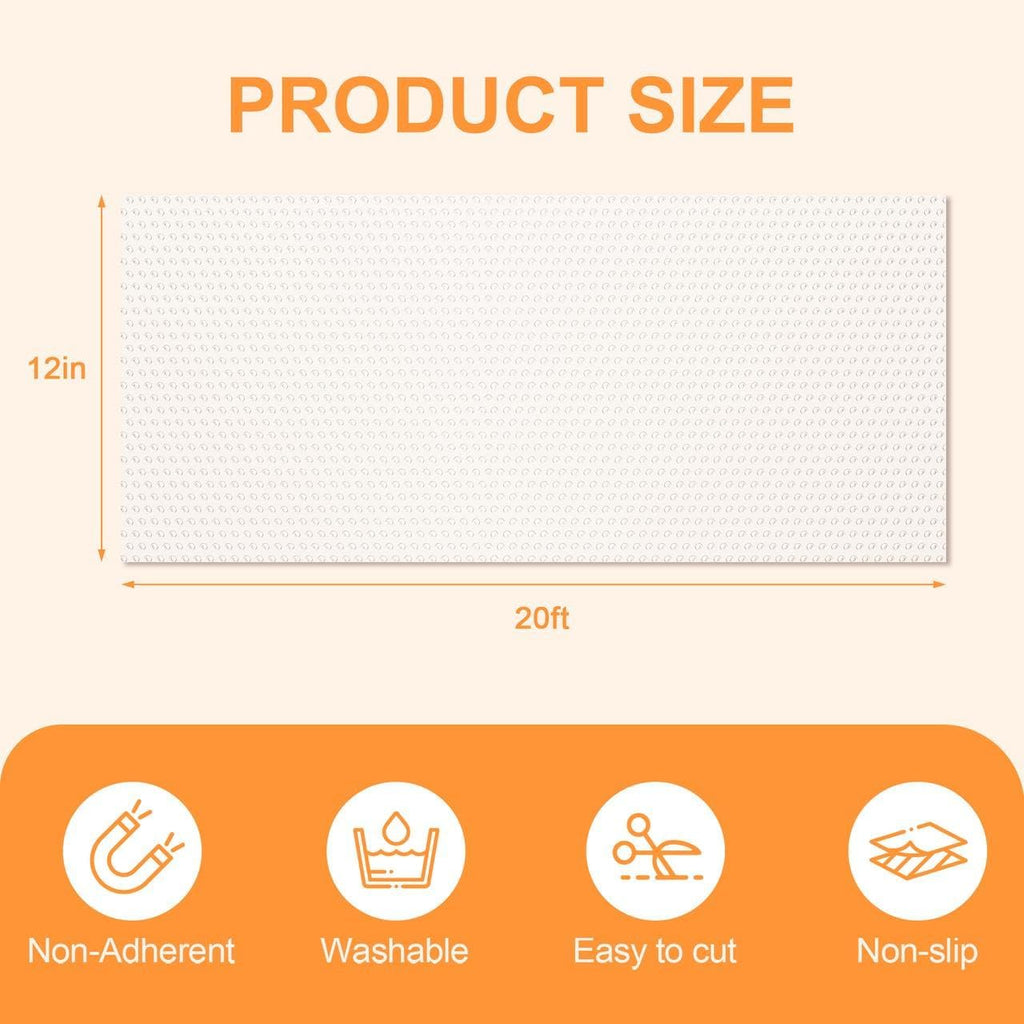 FEXIA Shelf Liner 12 Inch x 20 FT Clear Non Slip Waterproof Cabinet and Drawer Liner for Kitchen Cabinet Refrigerator Pantry Closet Durable Non Adhesive