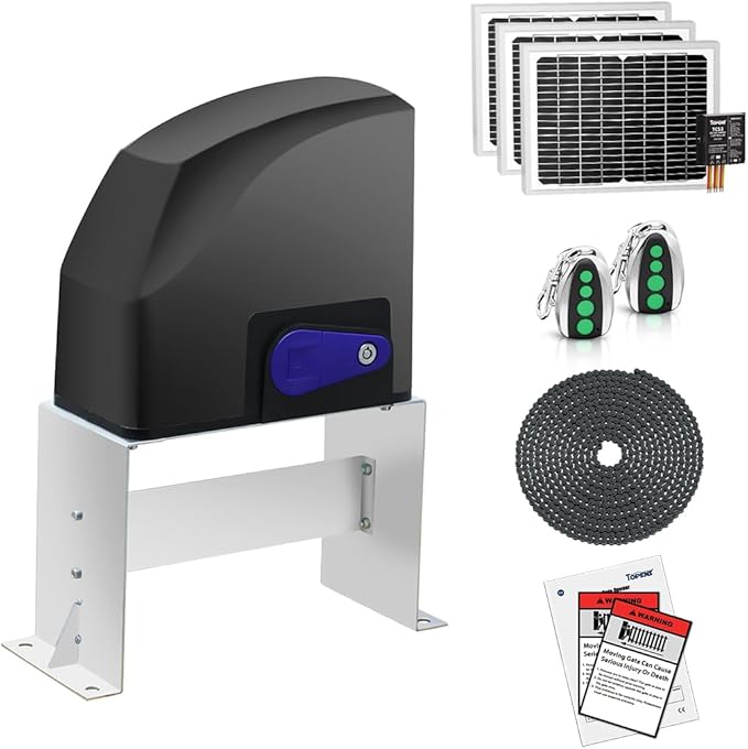 TOPENS DKC500S Solar Sliding Gate Opener Chain Drive Automatic Gate Motor