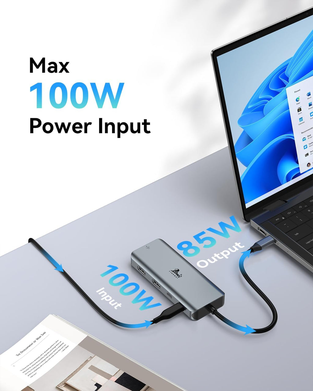 LIONWEI 9 in 1 Laptop Docking Station, Dual HDMI, 100W PD, USB C 3.0, Ethernet, Audio/Mic, USB C Hub for Dell/Surface/HP/Lenovo Laptops
