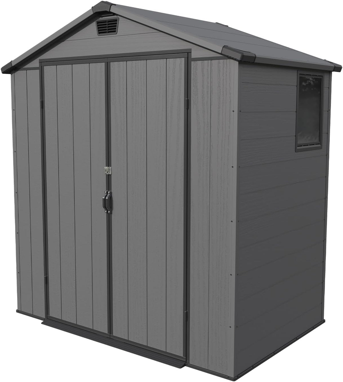 Patiowell 6X4 FT Plastic Outdoor Storage Shed with Floor, Resin Outside Tool Sheds with Window and Lockable Door for Backyard, Garden, Tool Storage Usage, Easy to Install, Dark Grey