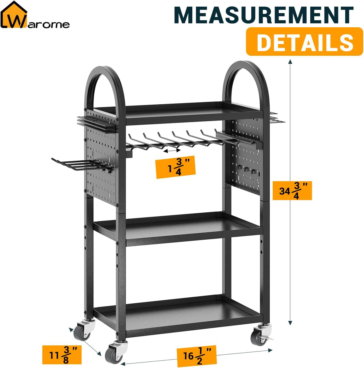 Warome Power Tool Organizer for Garage,Heavy Duty Tools Holder Storage Rack On Wheels,Floor Standing Rolling Power Tool Cart for Storage and Organization，Father/Husband/Boyfriend/Men/Dad Gift
