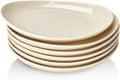 Sweese 7.8" Porcelain Dessert Plates, Beige, Set of 6 - Scratch-Resistant, Microwave Oven Safe Appetizer Plates