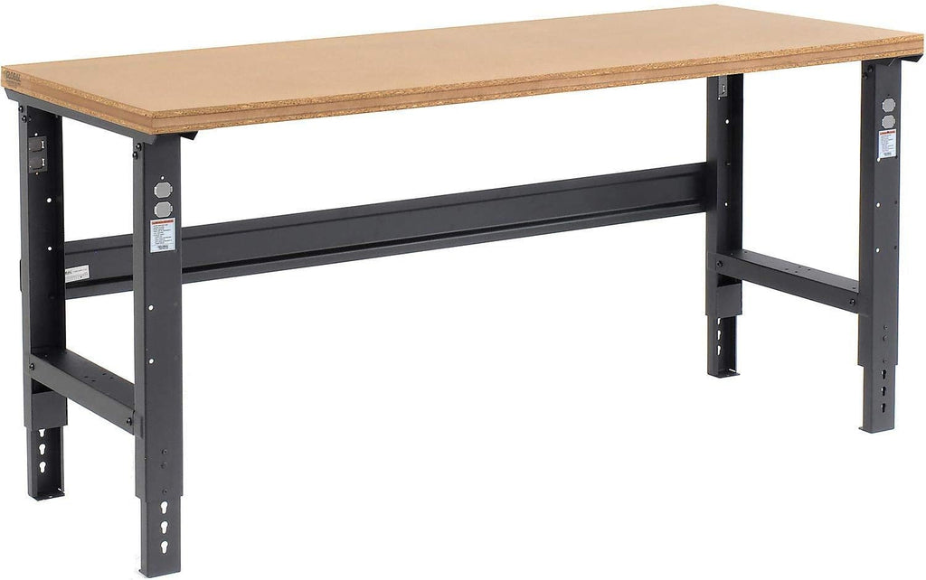 Global Industrial Adjustable Height Workbench C-Channel Leg, 72" W x 36" D, 1-1/2" Shop Top Square Edge, Black