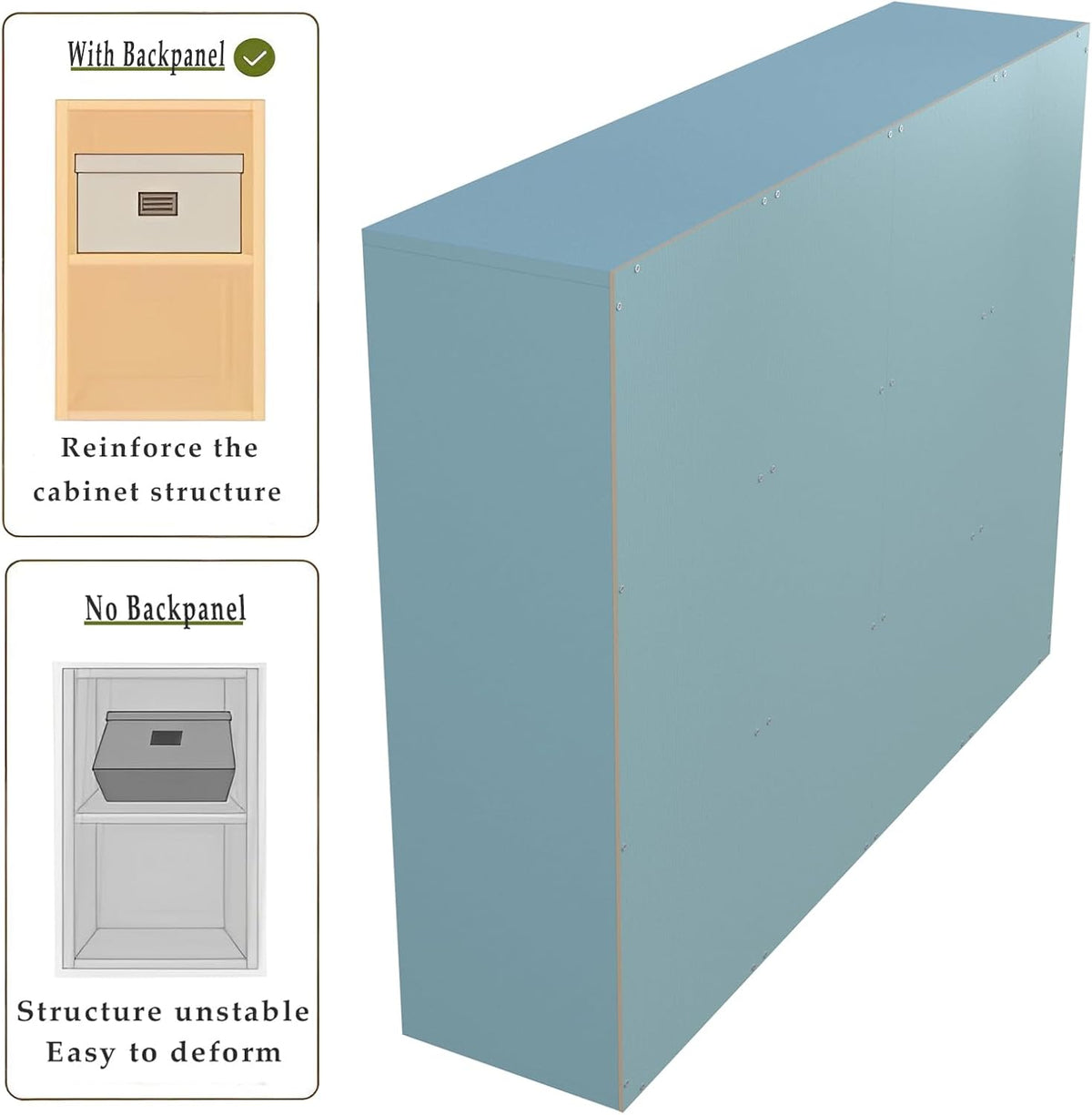 12-Cube Storage Shelf Bookcase - Wooden 3-Tier Floor Standing Open Bookshelf for Home and Office, Display Cabinet, Light Blue