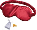 OLESILK Silk Sleep Mask Eye Mask Blindfold with Double Layer Silk Filling and Elastic Strap for Full Night's Sleep, Travel and Nap, Soft Eye Cover Eyeshade with Luxury Bag and Ear Plugs, Red