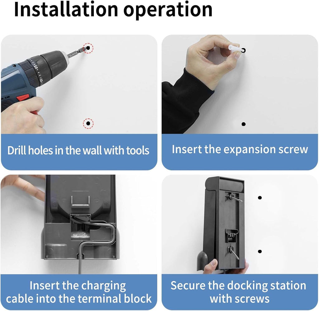Wall Mount Docking Station Compatible with Dyson V12 lightest intelligent Cordless Stick Vacuum Cleaner - Compatible Accessories Bracket by Tech | Not Suitable for V12 Detect Slim+