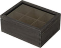 LI.TOPWP Black Wood Tea Bag Organizer, 6 Compartment Multi-Functional Tea Box and Storage Organizer,Tea Storage Chest with Acrylic Lid