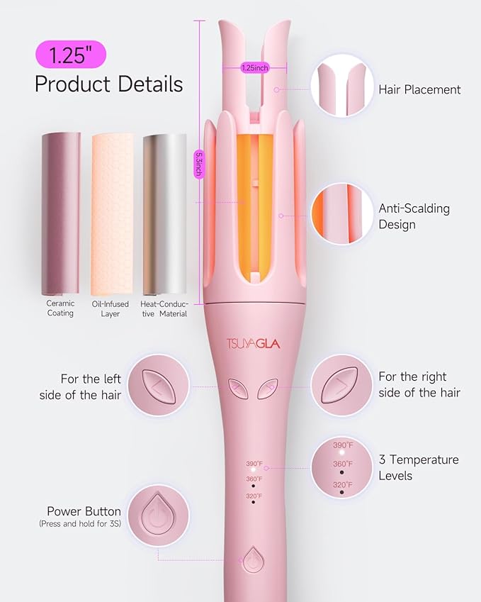 TSUYAGLA Automatic Curling Iron, 1 1/4 Hair Curler
