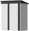 Flamaker 5x3 FT Storage Shed Waterproof Metal Garden Shed with Lockable Door Utility Tool Shed Outdoor Storage for Backyard, Patio and Lawn, White
