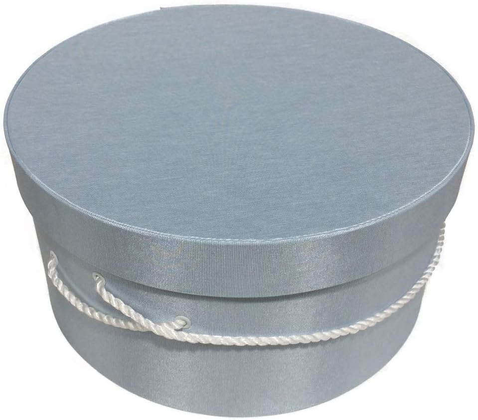 Sarah's Hat Boxes Classic Light Blue Hat Box – 18.5" x 9.5" (Dia. x Ht.) Handmade in USA – Odorless Non-Toxic Adhesive, Cording Handle – Premium Storage for Hats & Accessories