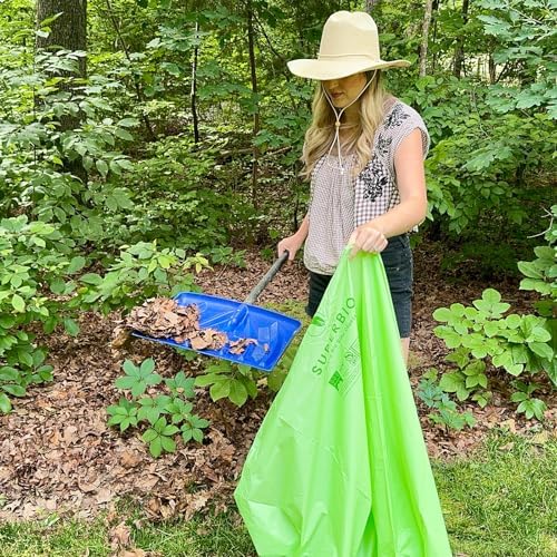 SUPERBIO 96 Gallon Compostable Lawn & Leaf Bags, Extra Thick 1.57 Mil