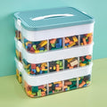 Toys Organizer Storage Case for Lego Box Kids Toy Stackable Building Blocks with Lids Bins Adjustable Lego Storage Containers Plastic Toy Box 3 Layer (Green)