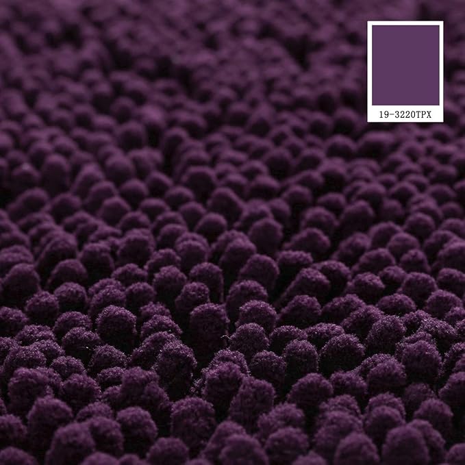 MAYSHINE Round Area Rug Set for Bathroom | Soft Plush Chenille Bath Mat, Water Absorbent Non-Slip Bathroom Rug | Washable Shag Carpet for Shower, Bedroom, or Home Décor | 36"x36" (Round) | Plum