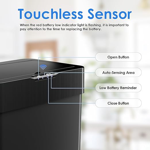 AthLike Sensor Trash Can, Touchless Motion Sensor Trash Bin, Smart Automatic