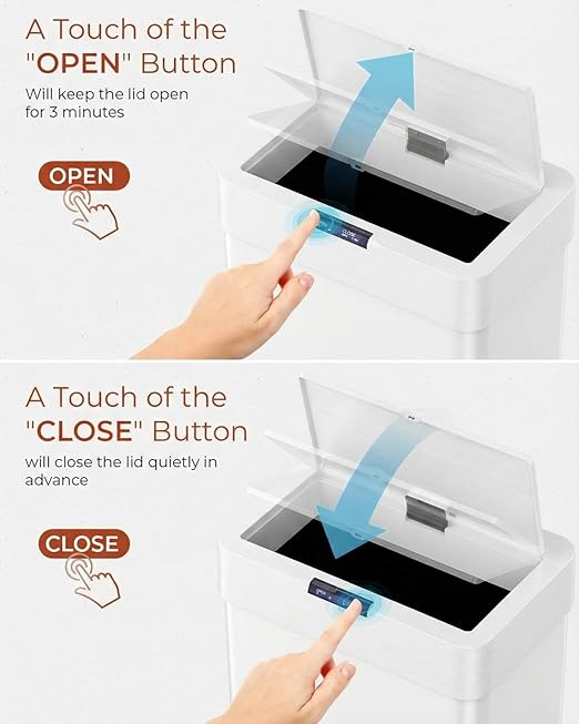 TLSUNNY 13.2 Gallon Motion Sensor Trash Can, Touchless Automatic Garbage Can