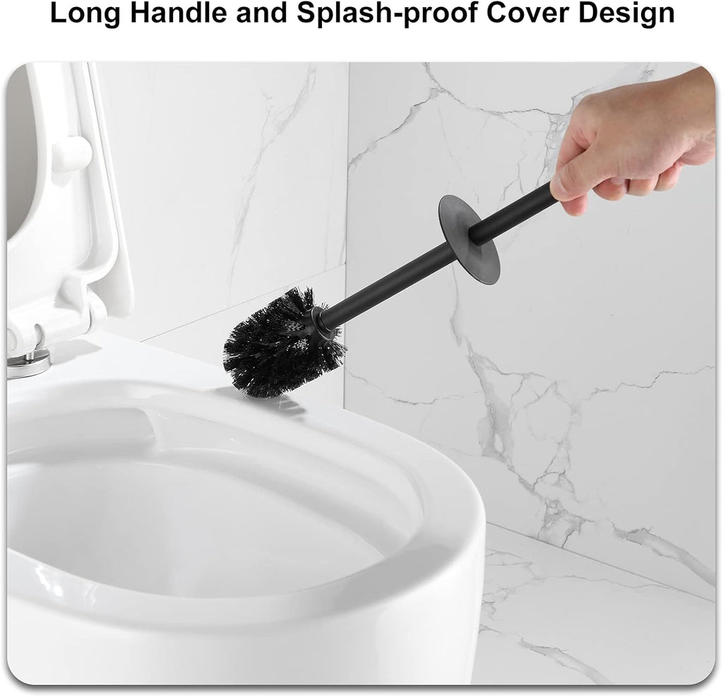 BGL Square Toilet Brush with Holder,Stainless Steel Rubber Painted Toilet Bowl Brush and Holder for Bathroom,2 Cleaner Brush Heads,Gold
