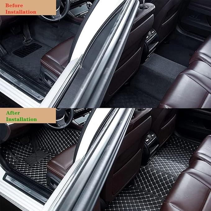Custom Making Car Floor Mats Protection Pads for 99% Sedan/Coupe/Hatchback/SUV/Pickup Men Women Car Floor Mats Coverage Pads Anti-Slip Leather Floor Lining (Beige+Light Brown)