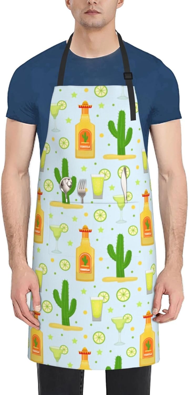 Flamingo Apron Baking Aprons Novelty Cooking Chef Gift Bbq Grilling With 2 Pockets Kitchen Apron
