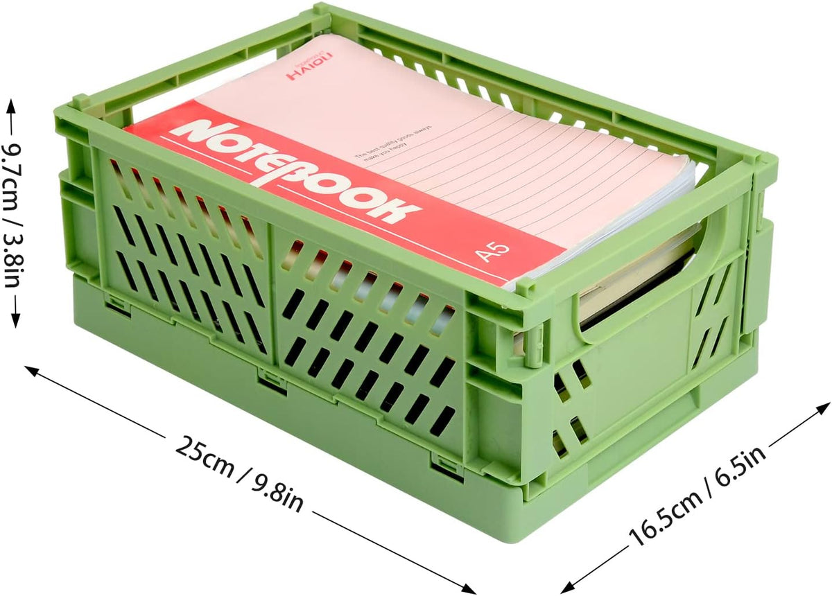 Xhwykzz 4 Pack Pastel Crates for Storage, Plastic Folding Basket, Colorful Small Storage Containers for Bedroom Office Classroom Bathroom Desktop Drawer Organizer Decor (9.8x6.5x3.8inch)
