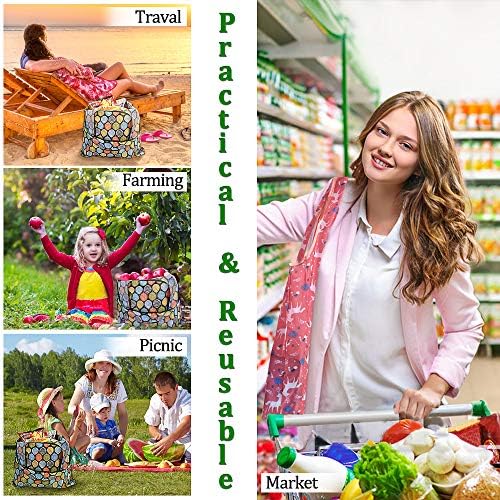Reusable Grocery Shopping Bags 6|10 Pack, Foldable Tote Bags, Machine Washable Nylon Shopping Totes for Groceries