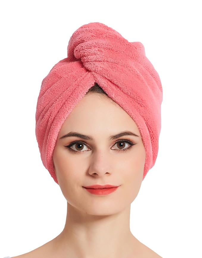 HOPESHINE Hair Drying Towel Twist Soft Shower Microfiber Towels for Curly Girls Hair Turban Wrap Fast Drying Ultra Absorbent Cap Great Gift for Women (3-Pack Dark Grey+Grey+Light Crimson)