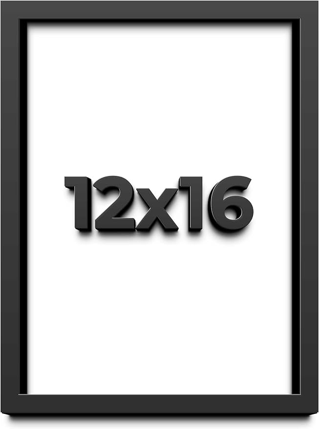 12x16 Shadow Box Frame Black | 1 Inch Deep Solid Wood Shadowbox Display Frame |