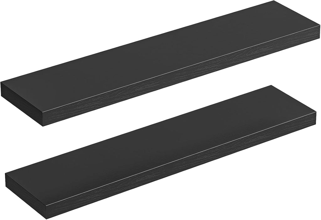 HOOBRO Floating Shelves for Wall, Wall Mounted Shelf Set of 2, 39.4" Hanging Shelf with Invisible Brackets, for Wall in Bathroom, Bedroom, Toilet, Kitchen, Living Room, Office, Black BK100BJP201