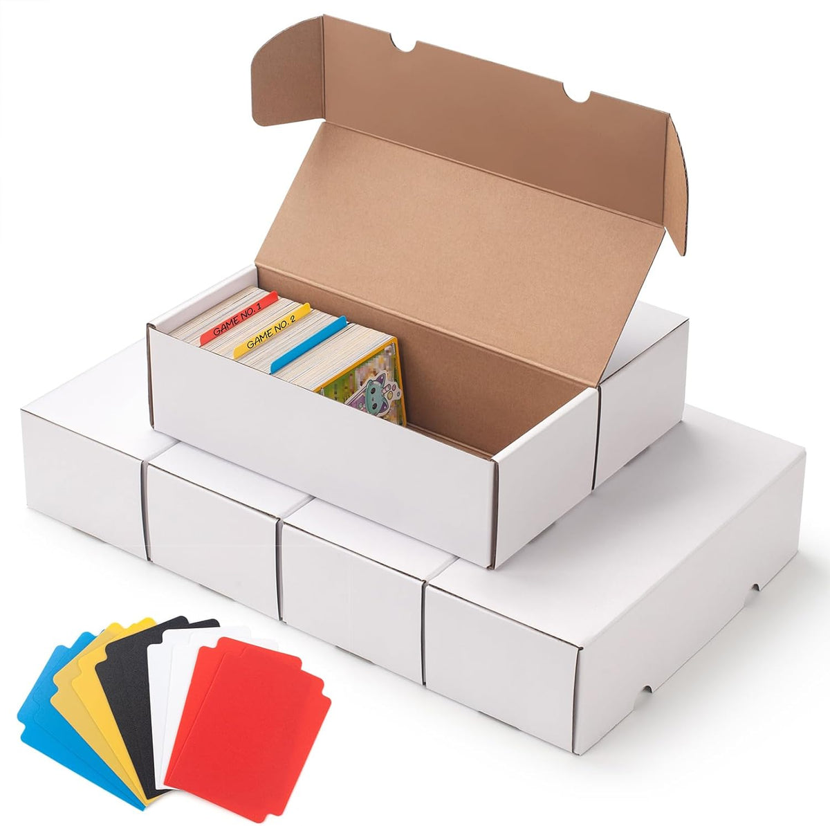 6 Pack Trading Card Storage Box,Cardboard Sports Game Card Storage Collector Boxes with 10 PCS Dividers,Card Organizer for Baseball Football Basketball Cards,Hold 3,600 Standard Trading Cards