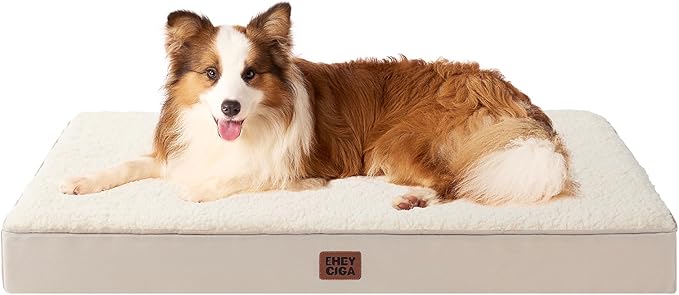 EHEYCIGA Orthopedic XL Dog Beds for Extra Large Dogs with Removable Washable Cover for Crate, Camel, 41x27