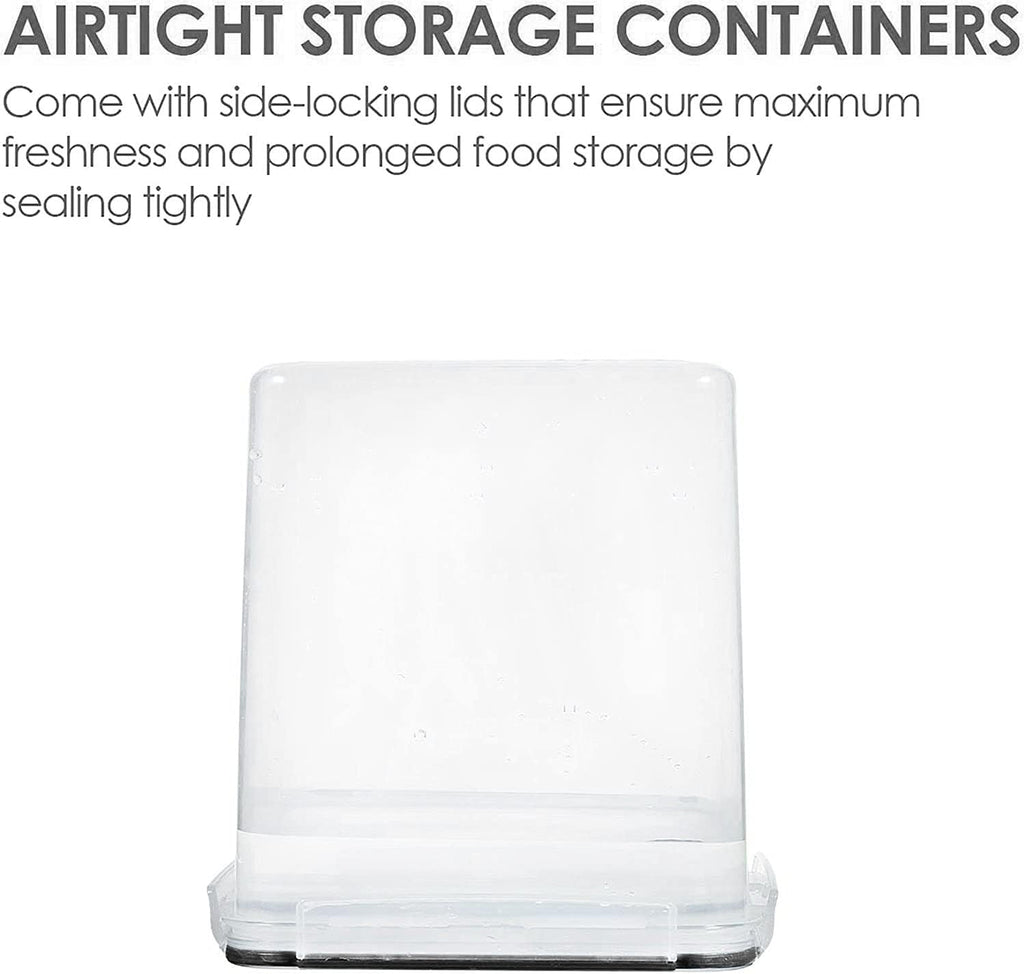 Vtopmart Food Storage Containers 4.3L / 145.4oz, 4 Pieces BPA Free Plastic Airtight Canister for Flour, Sugar, Baking Supplies, with 4 Measuring Cups and 24 Labels, Black