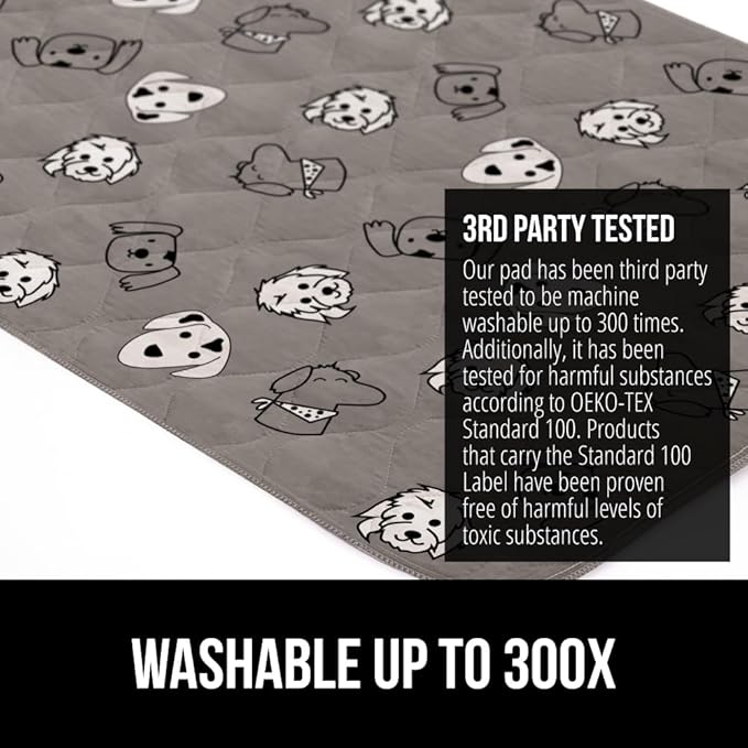 GORILLA GRIP Washable Puppy Pads, 40x26, Slip Resistant Dog Crate Mat, Waterproof Cloth Pee Pad for Training Puppies in Playpen, Reusable Pet Incontinence Blanket, Protects Sofa, Dog Faces
